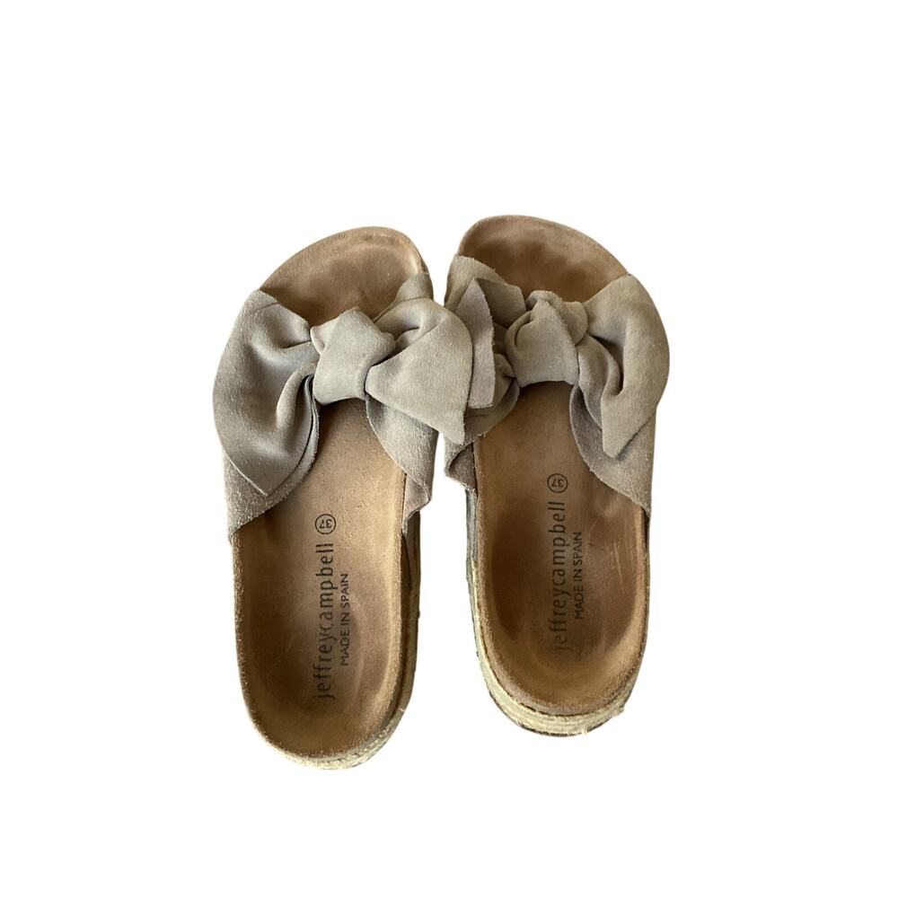 Jeffrey Campbell Suede Bow Platform Espadrille Slide Sandals Size 37